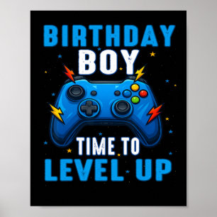 Verjaardagsjongens Tijd Om Niveau Te Verhogen Game Poster