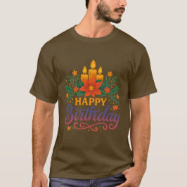 Verjaardagskaars Basic Donkere T-Shirt | Feestelij