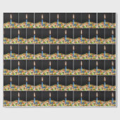 Verjaardagskaars en Confetti op taart Cadeaupapier (Vlak)