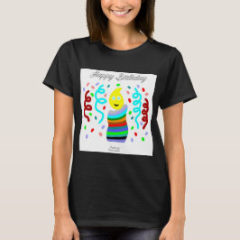Verjaardagskaars Groeten Dames Zwarte T-shirt
