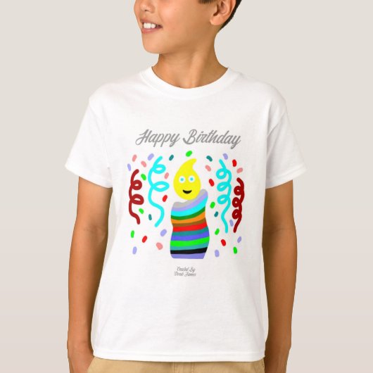 Verjaardagskaars Groeten Jongens Basic T-Shirt (Voorkant)