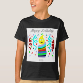Verjaardagskaars Groeten Jongens Zwart T Shirt