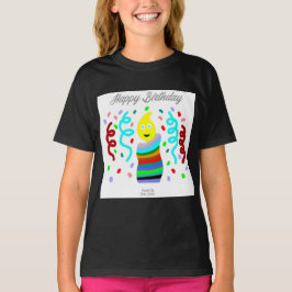 Verjaardagskaars Groeten Meisjes Zwarte T-shirt