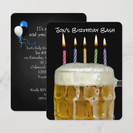 Verjaardagskaars in bier kaart (Voorkant / Achterkant)
