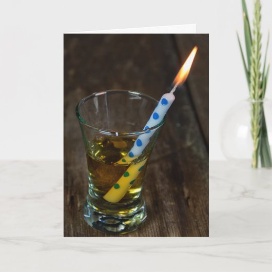 Verjaardagskaars in borrelglas kaart (Voorkant)