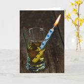 Verjaardagskaars in borrelglas kaart (Gele Bloem)