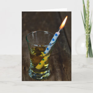 Verjaardagskaars in borrelglas kaart