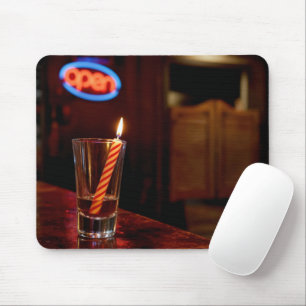 Verjaardagskaars in een Saloon Shotglas Muismat