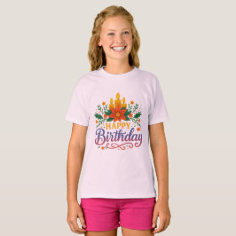 Verjaardagskaars Meisjes Basic T-shirt | Kleur