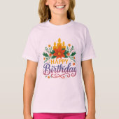 Verjaardagskaars Meisjes Basic T-shirt | Kleur (Voorkant)