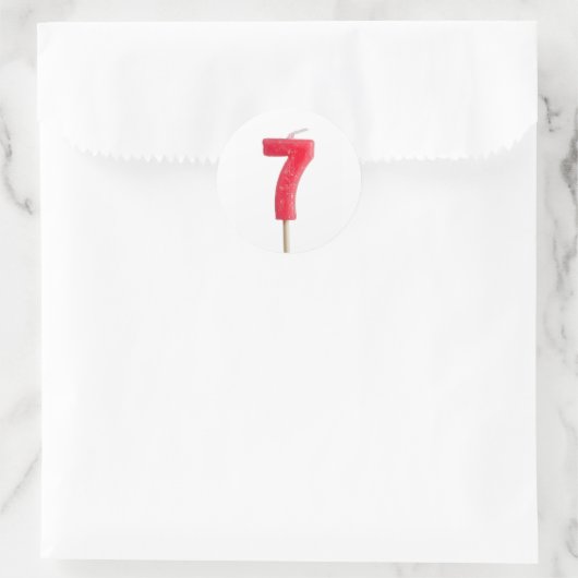 Verjaardagskaars nummer 7 ronde sticker (Tas)