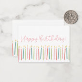 Verjaardagskaars Platte Nota Kaart Notitiekaartje (Voorkant / Achterkant in situ)