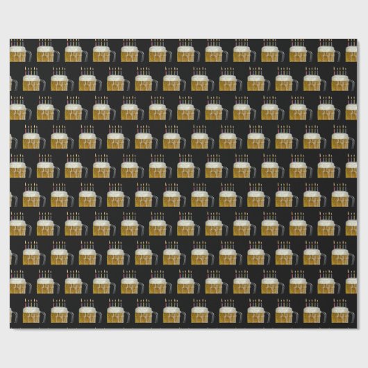 verjaardagskaarsen in bier mok inpakpapier (Vlak)