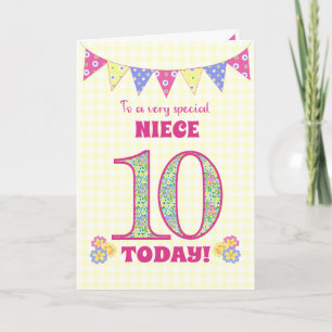 Verjaardagskaart 10 jaar met sleutelbloemen vlagge kaart