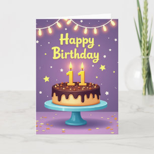 Verjaardagskaart 11 jaar met fantasie kaart
