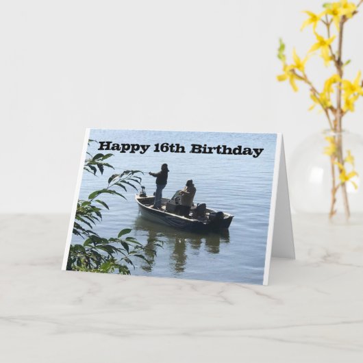 VERJAARDAGSKAART *16e VERJAARDAG *VISSER* Kaart (Gele Bloem)