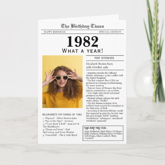 Verjaardagskaart 1982 kaart (Voorkant)