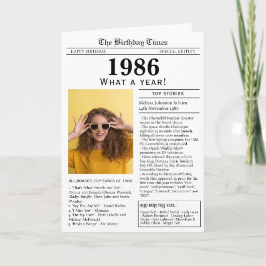 Verjaardagskaart 1986 kaart (Voorkant)