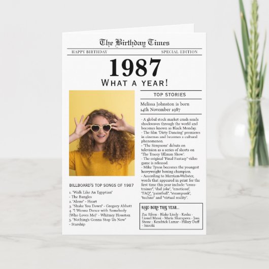 Verjaardagskaart 1987 kaart (Voorkant)