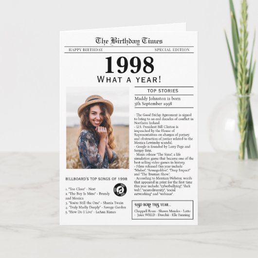 Verjaardagskaart 1998 kaart (Voorkant)