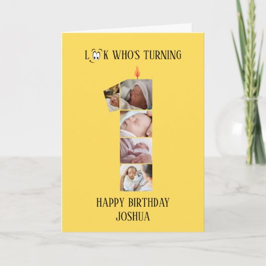 Verjaardagskaart 1 jaar oud foto kaart (Voorkant)