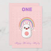 Verjaardagskaart 1e verjaardag regenboog kaart (Voorkant / Achterkant)