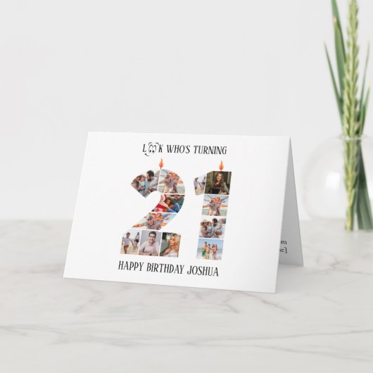 Verjaardagskaart 21 jaar bedankkaart (Voorkant)