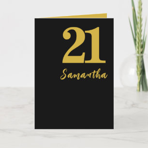 Verjaardagskaart 21ste, Zwarte en Gouden Elegante  Aankondiging
