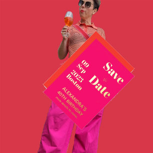 Verjaardagskaart 40 Roze Oranje Goud Save The Date Folie Uitnodiging