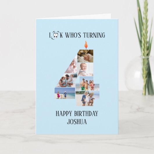 Verjaardagskaart 4 jaar kaart (Voorkant)