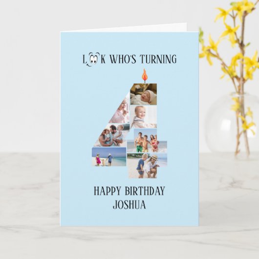 Verjaardagskaart 4 jaar kaart (Gele Bloem)