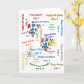 Verjaardagskaart 4 juli kaart (Gele Bloem)