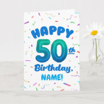 Verjaardagskaart 50 jaar met eigen naam