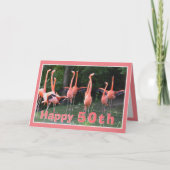 Verjaardagskaart 50 Roze Flamingo Kaart (Voorkant)
