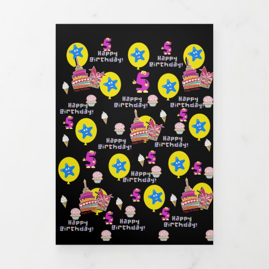 Verjaardagskaart 5 jaar, #5 Zwart Drieluik Kaart (Cover)