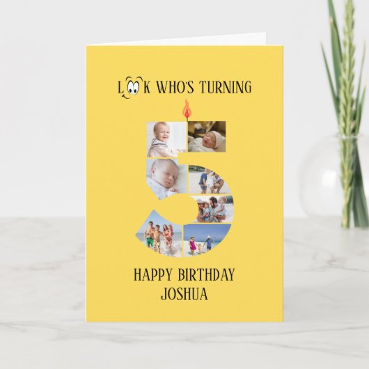 Verjaardagskaart 5 jaar foto kaart (Voorkant)