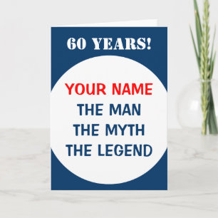 Verjaardagskaart 60 jaar voor mannen   De man myth Kaart