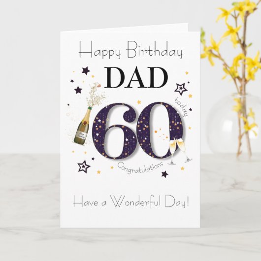 Verjaardagskaart 60ste verjaardag - Gepersonalisee Kaart (Gele Bloem)