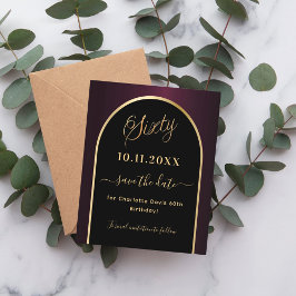 Verjaardagskaart 60ste verjaardag zwart bordeaux s