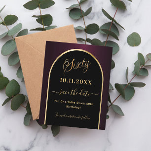 Verjaardagskaart 60ste verjaardag zwart bordeaux s