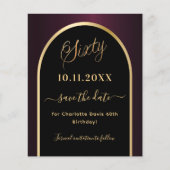 Verjaardagskaart 60ste verjaardag zwart bordeaux s (Voorkant)