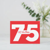 Verjaardagskaart 75 jaar - in rood briefkaart (Staand voorkant)