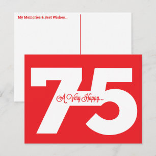 Verjaardagskaart 75 jaar - in rood briefkaart