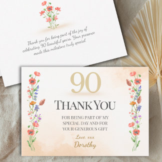 Verjaardagskaart 90 jaar – Wildflower Design Bedankkaart