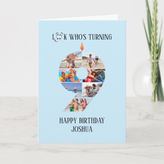 Verjaardagskaart 9 jaar kaart (Voorkant)