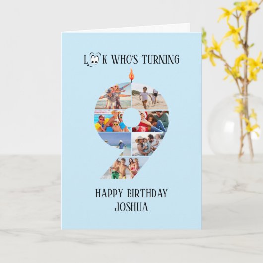 Verjaardagskaart 9 jaar kaart (Gele Bloem)