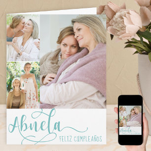 Verjaardagskaart 'Abuela Calligraphy 3 Foto' Kaart
