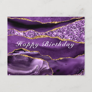 Verjaardagskaart Agate Paars Violet Goud Briefkaart