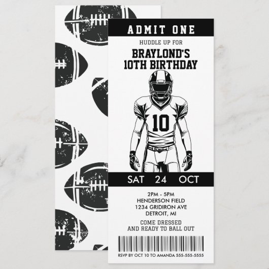 Verjaardagskaart Amerikaans Football Kaart (Voorkant / Achterkant)