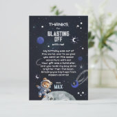 Verjaardagskaart bedanken astronaut in de buitenru bedankkaart (Staand voorkant)